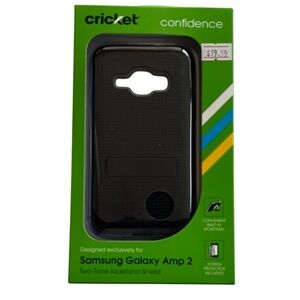 Cricket Amp 2 Samsung Protective Black Two-Tone Kickstand Case